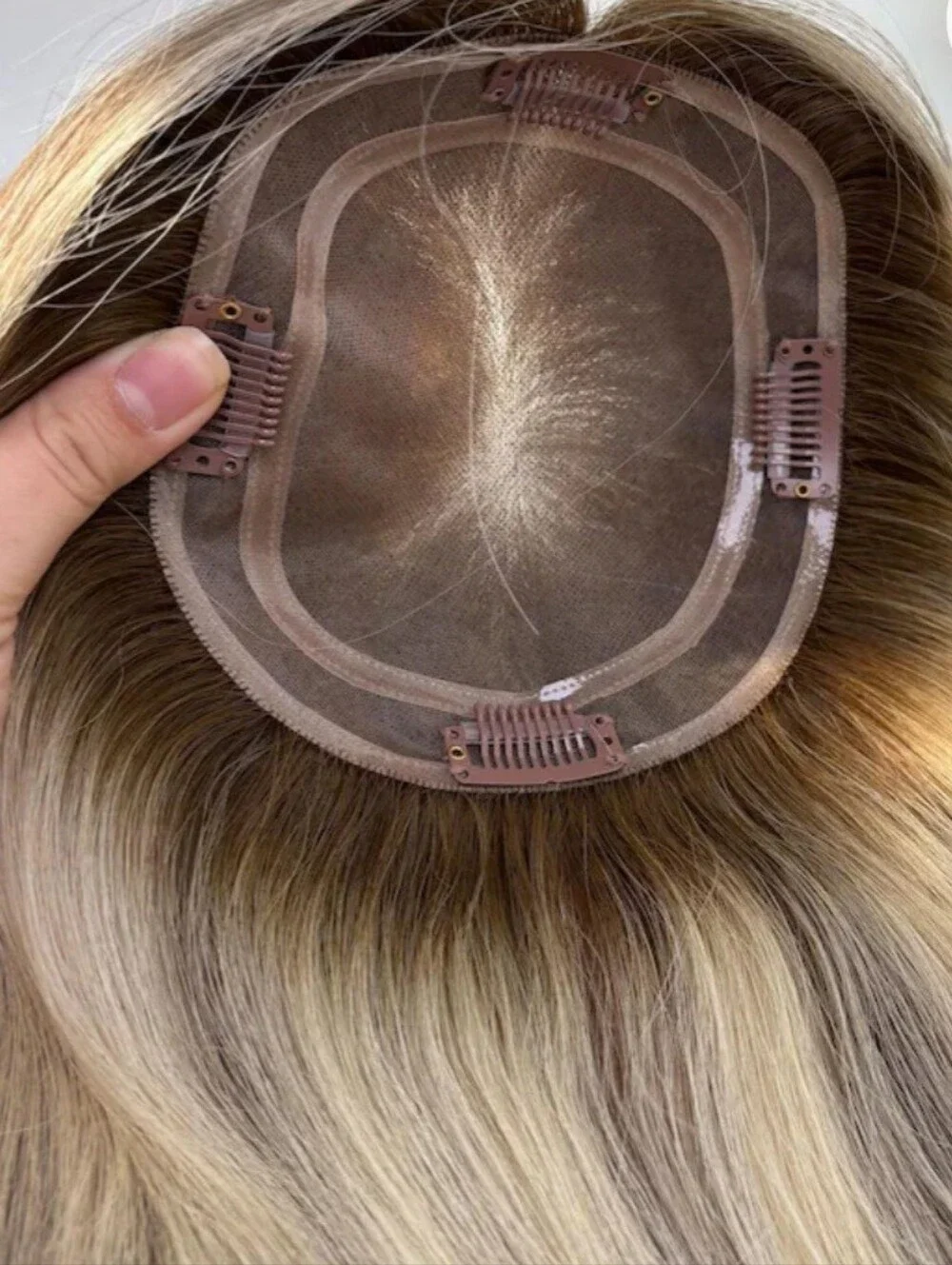 20 Inch Blonde/highlights Long Wavy Human Hair Topper Natural Blonde Worn Once